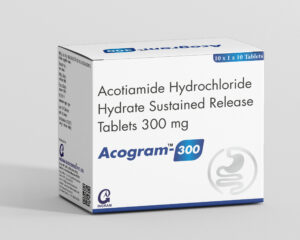 Acogram 300 Tablet SR strip of acotiamide 300 mg sustained‑release tablets from Ingram Biosciences for functional dyspepsia and indigestion.